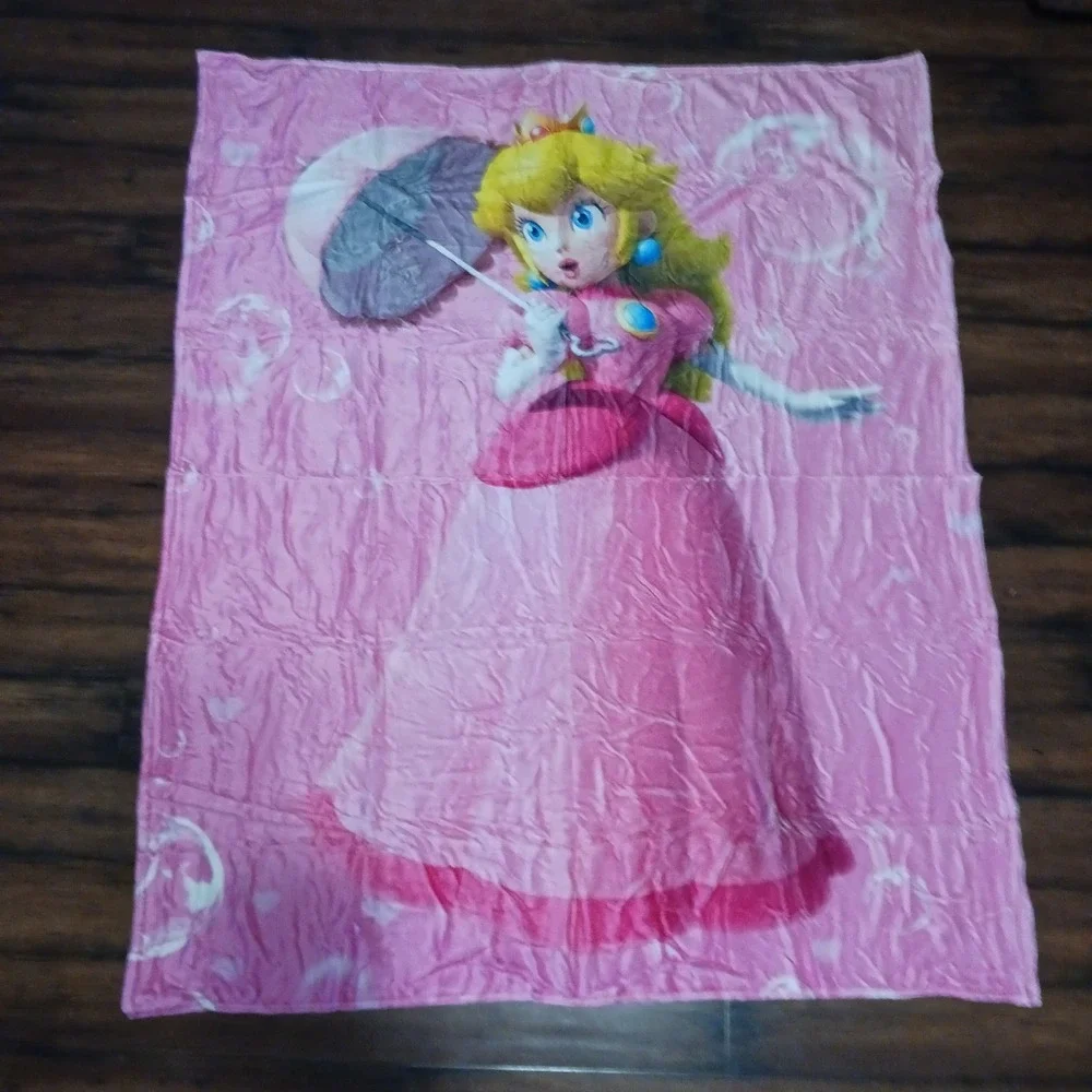 Nintendo Super Mario Princess Peach Pink Fleece Throw Blanket 60x50